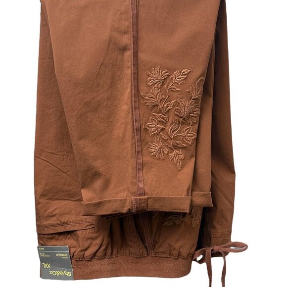 Style & Co. Embroidered Cropped Pants XXL Comfort Waist Pull On Ankle Capris - Picture 4 of 13